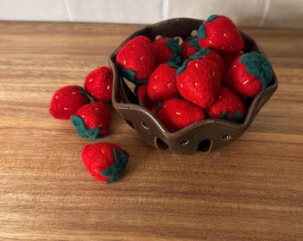 Felt Strawberry Play Food Set: Handmade Wool Blend