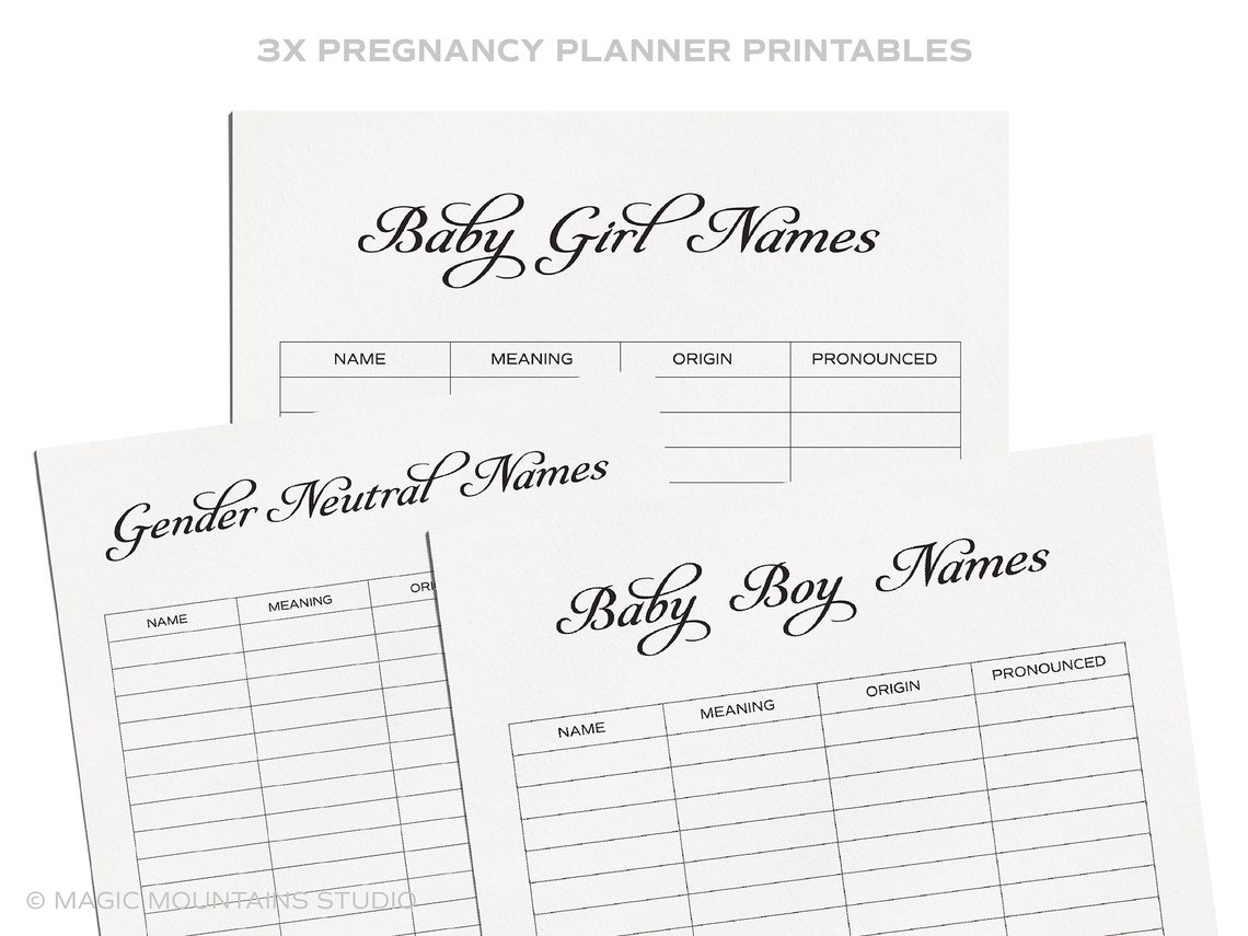 PRINTABLE PLANNER PAGES Baby name printable Printable | Etsy
