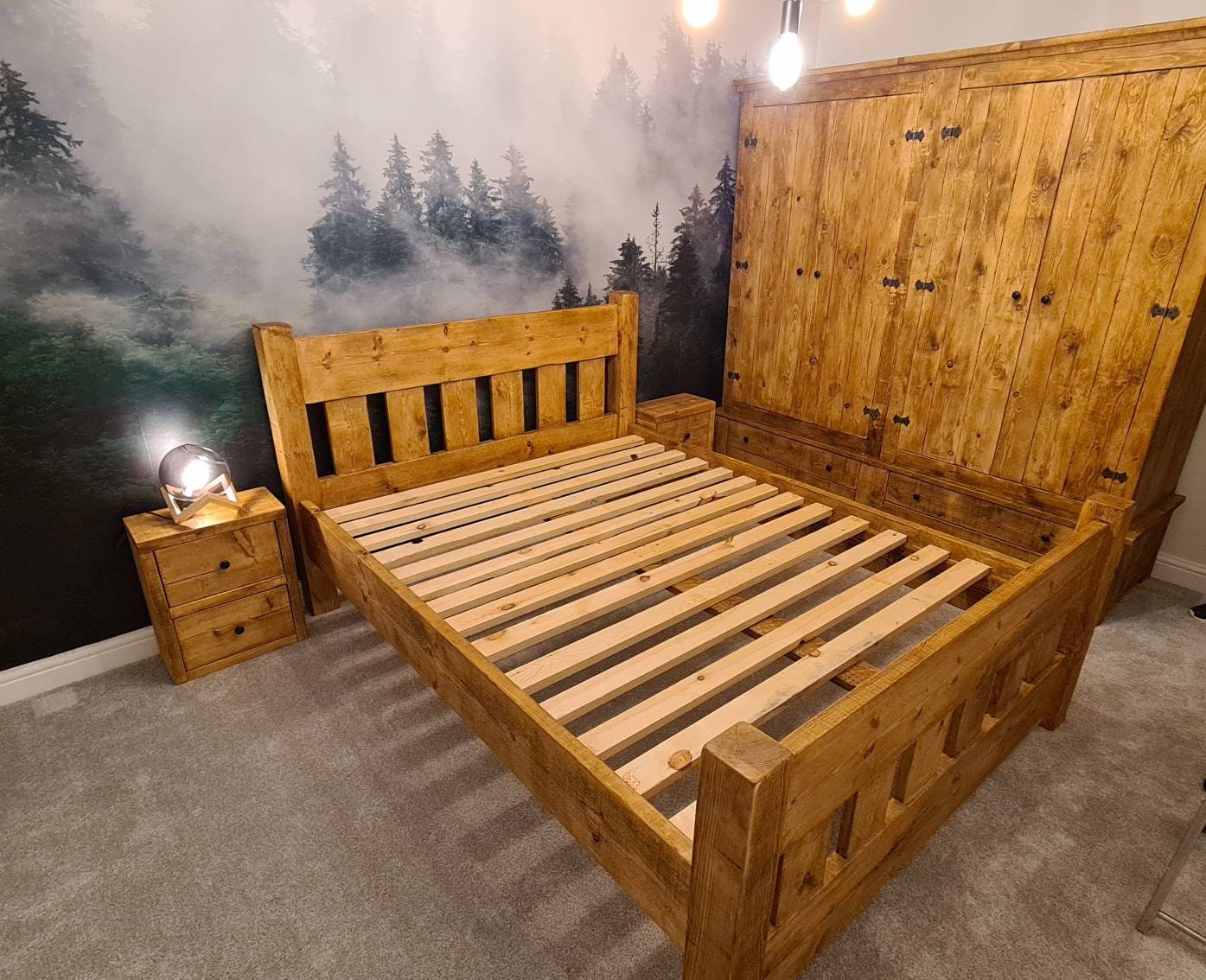 Solid Oak Sleigh Bed - 5ft - Kingsize - Island Furniture Co