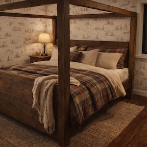 Handmade Rustic 4 Poster Bed: Solid Wood, Free Assembly