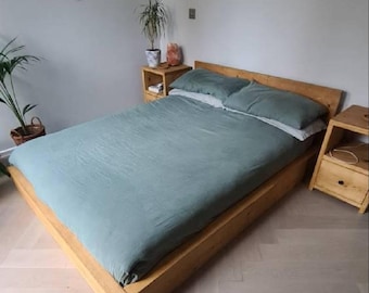 Solid Wood Platform Bed: Handmade Rustic Style, Free Assembly