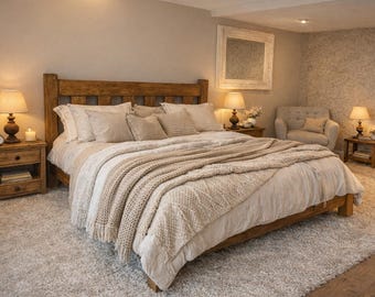 Handmade Chunky Solid Wood Bed Frame: Rustic Countrystyle