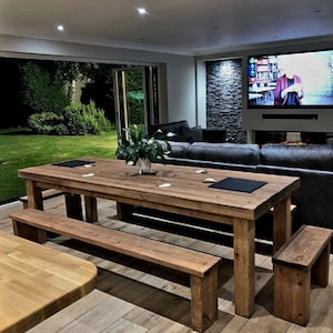 3" Thick Top Extra Chunky Table WITH 2 FREE BENCHES, Made to order.