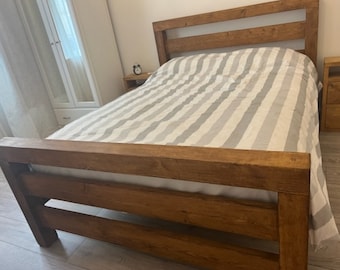 Handmade Chunky Solid Wood Slatted Bed Frame, Rustic Finish with FREE ASSEMBLY on delivery