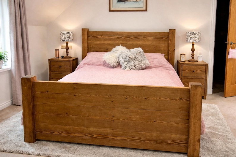 Rustic Solid Wood Bed Frame: The Oxford, Free Assembly image 1