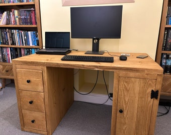 Solid Wooden Desk With Storage