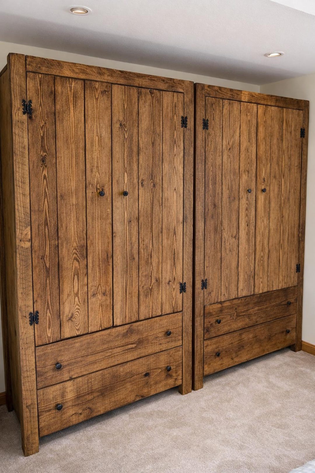 Rustic Waredrobes Handmade Solid Wood Rustic Wardrobe With Drawers - Etsy UK
