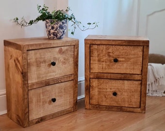 Rustic Solid wood bedside table, nightstand, lamp table, Handmade to order.