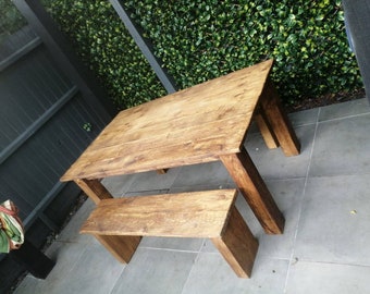 Solid Chunky Garden Table INCLUDES 2 FREE BENCHES on all sizes!