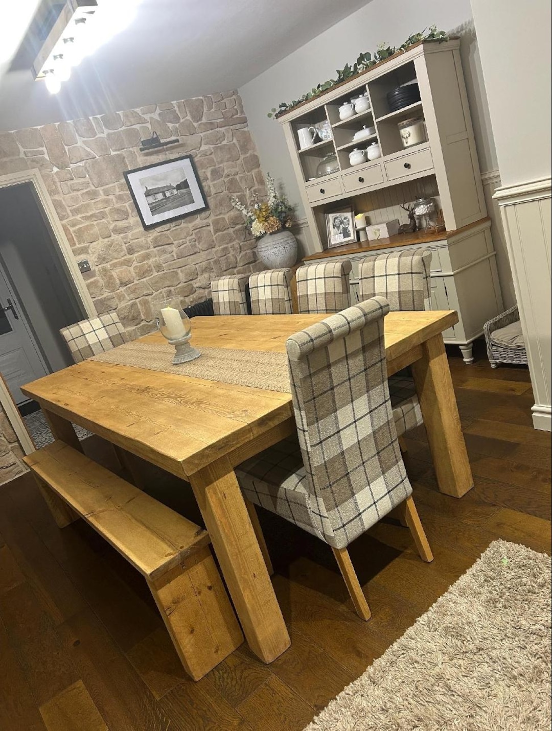 Handmade Rustic Solid Wood Dining Table & Bench Set, SALE THIS WEEKEND ...