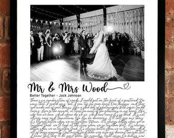 Personalisierte Songtexte Fotodruck | Hochzeitsgeschenk