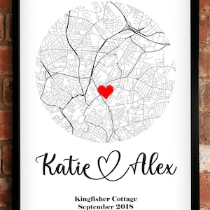 Impresión de mapa personalizado / Nuevo hogar / Primera fecha / Ubicación favorita / Recién casado / Aniversario / Cumpleaños / San Valentín / Regalo
