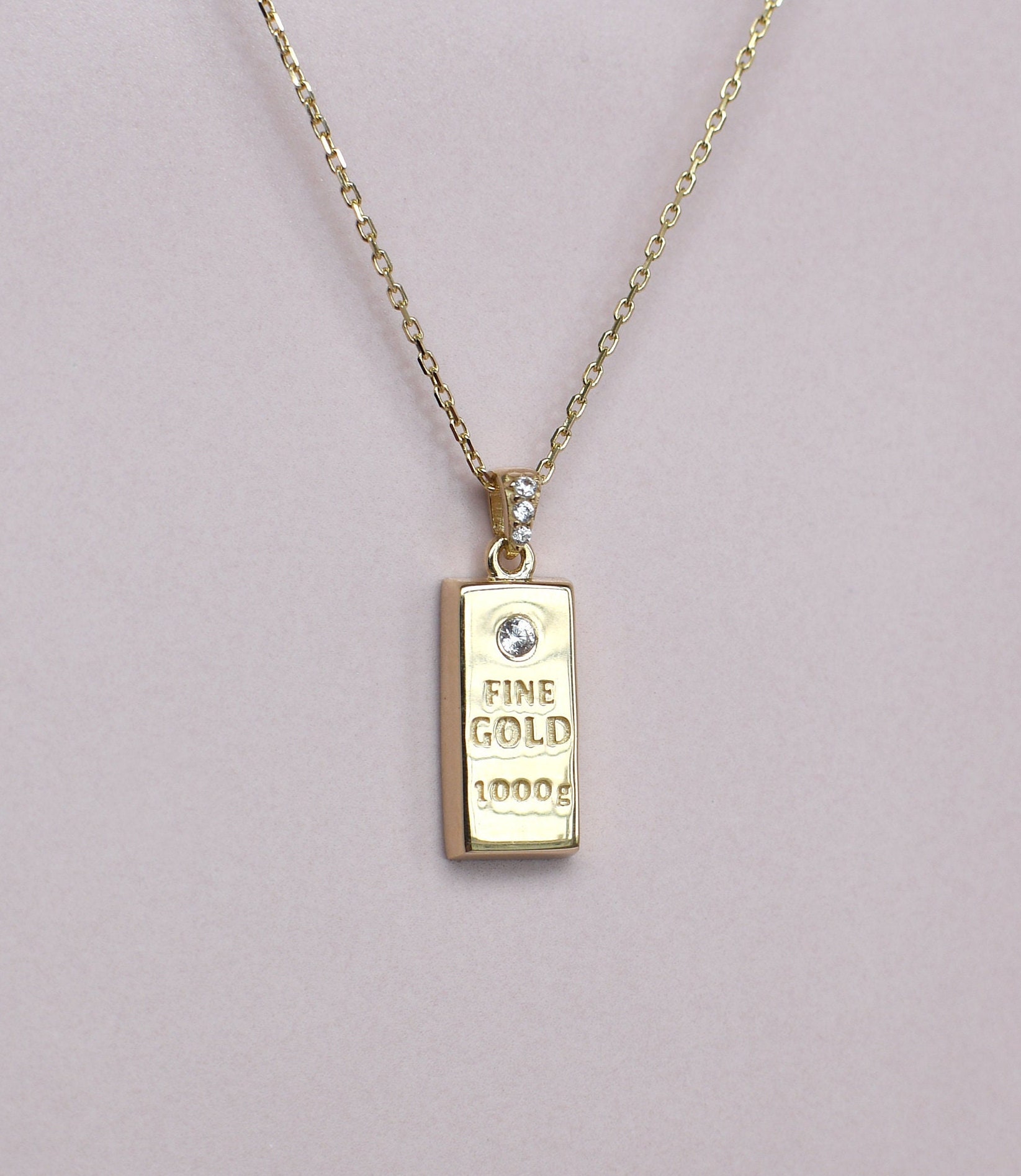24k Gold Chain Gold Bar Pendant Necklace MGOLD WE TRUST Australia