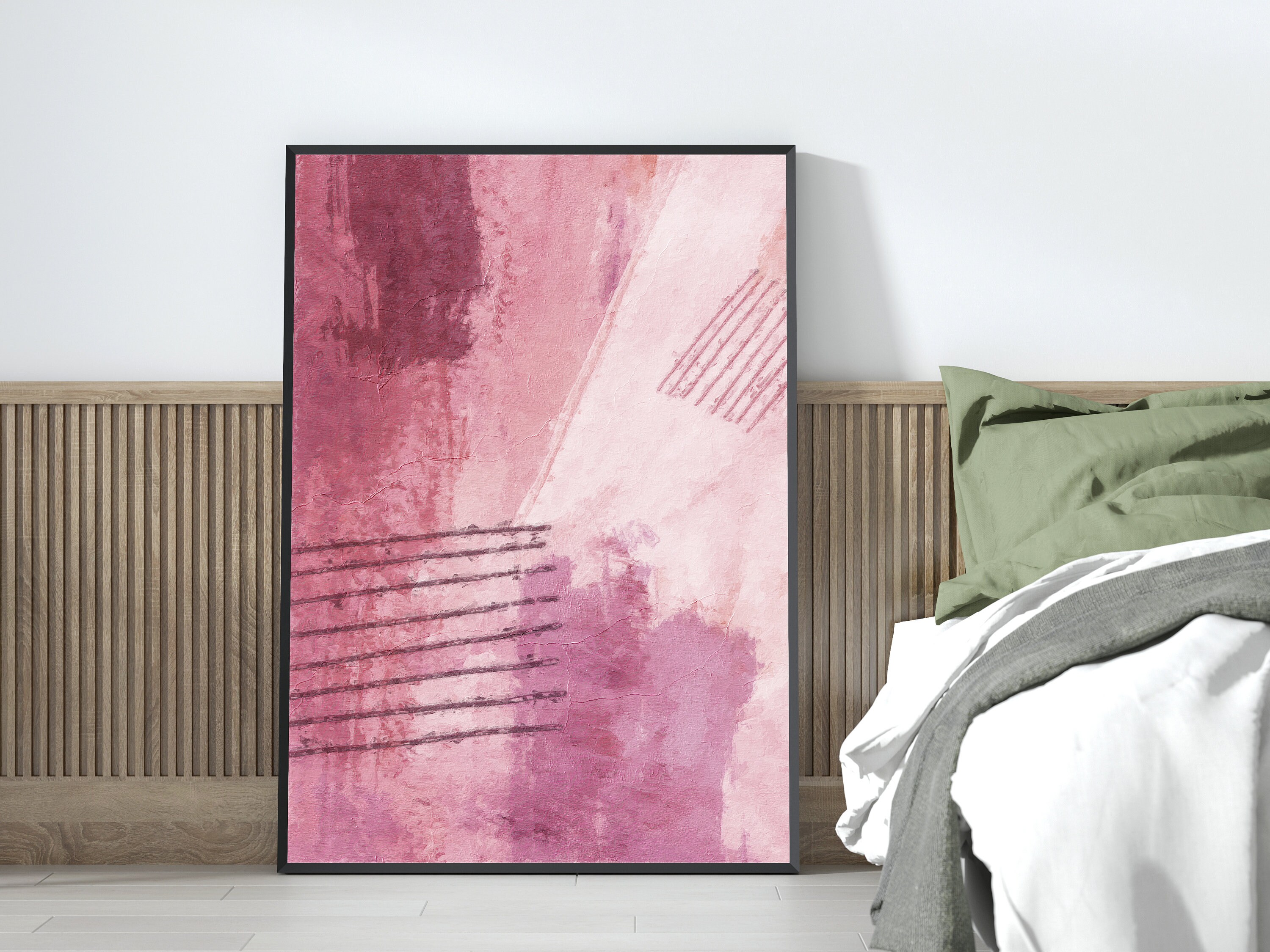 Pink Contemporary Abstract Prints Set of 3 Frame Wall Art Etsy