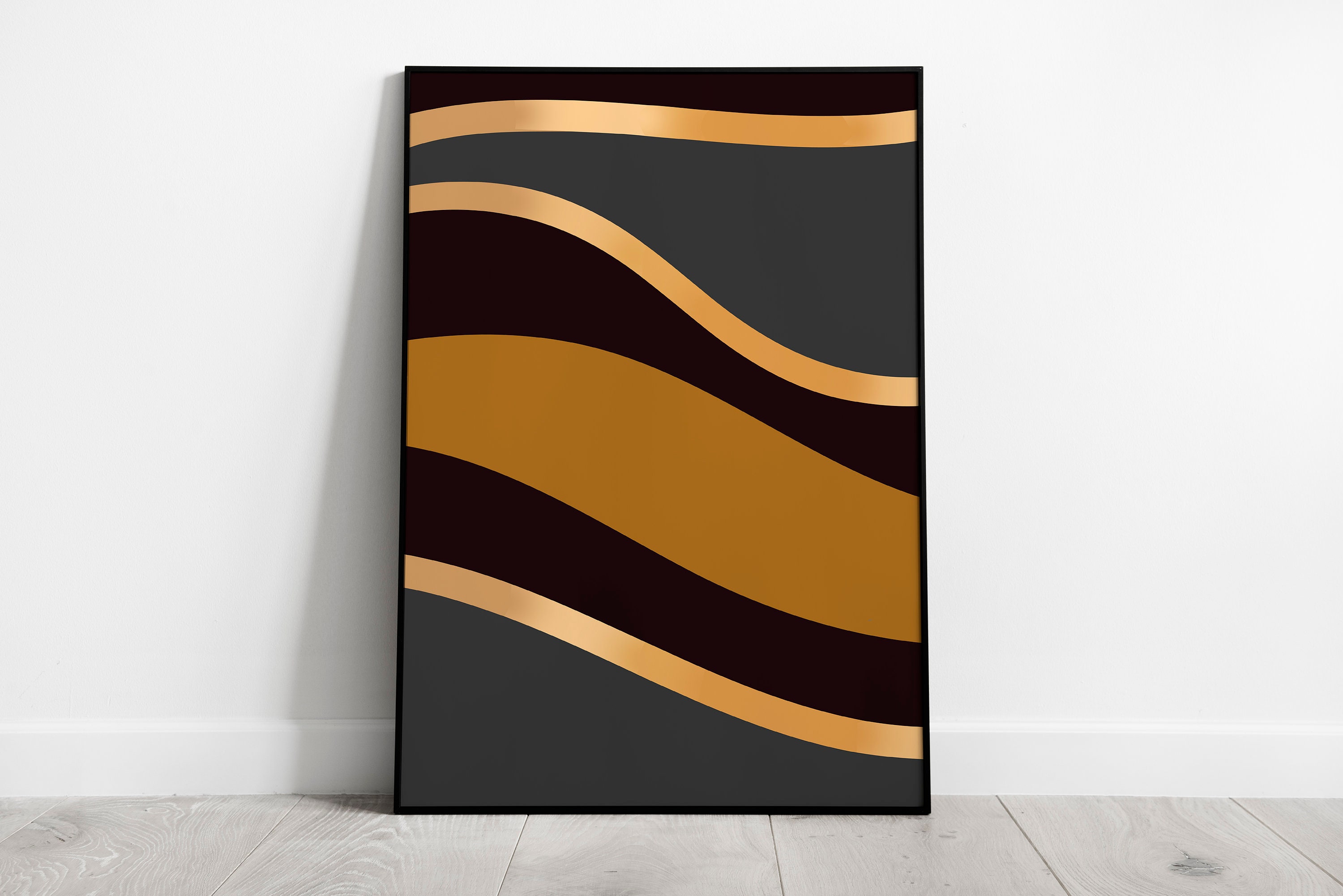 Brown and Gold Contemporary Abstract Print Set of 3 Brown Etsy UK