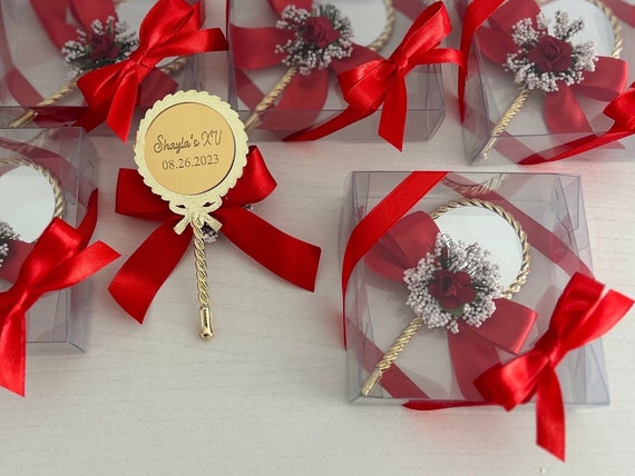 Personalized Mirror Favors: Quinceanera, Sweet 16, Mis Quince Años