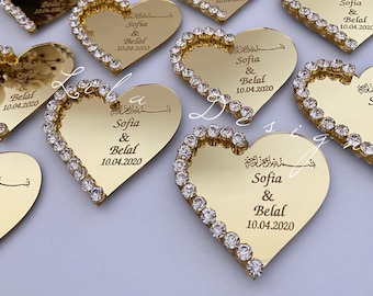 Heart Shape Personalized Wedding Gift, Heart Shape Mirror, Personalized Gift,Luxury Personalized Gift,Elegant Wedding Gift,Elegant Favors