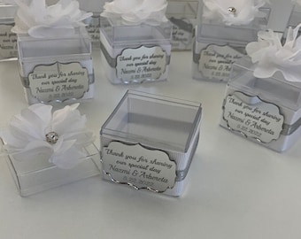 Wedding favors, Wedding box favors for guests, Clear box gifts, Birthday favors