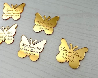 Personalized Acrylic Mirror Butterfly Favor Tag (3,8cm)
