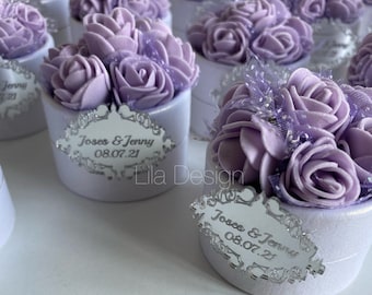 Caja de regalo personalizada con rosa de lavanda: regalo para boda o despedida de soltera