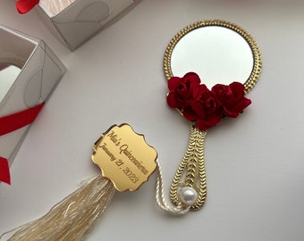 Luxury Wedding Favor,Luxury Mirror Favors,Luxury Personalized Mirror,Red Birthday Mirror Favors ,Bridal Shower,Baby Shower Gift,