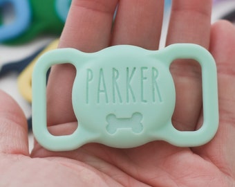 AirTag Pet Collar Holder - Dog Collar Air Tag Case, Dog Name Tag, Custom Air Tag Case, Silicone Air Tag Case, Animal Collar Tag, Pet Tag