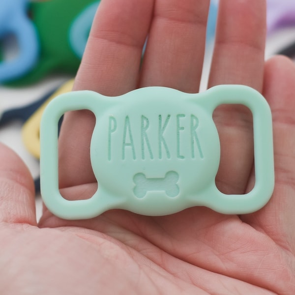 AirTag Pet Collar Holder - Dog Collar Air Tag Case, Dog Name Tag, Custom Air Tag Case, Silicone Air Tag Case, Animal Collar Tag, Pet Tag