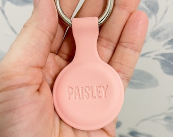 Custom AirTag Holder Keychain - Silicone AirTag Keychain, AirTag Holder Keychain, Custom Name Keychain, Engraved Backpack Tag, AirTag Holder