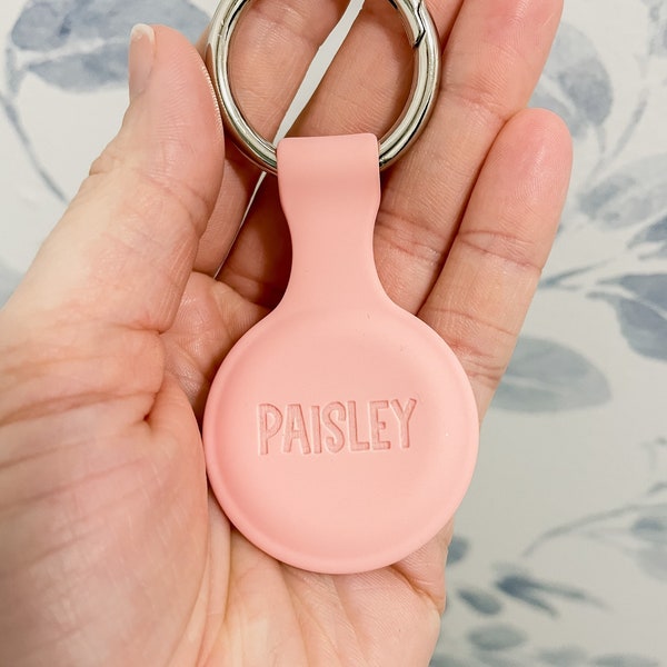 Custom AirTag Holder Keychain - Silicone AirTag Keychain, AirTag Holder Keychain, Custom Name Keychain, Engraved Backpack Tag, AirTag Holder