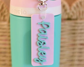 Water Bottle Name Tag: Water Bottle Cup Charm, Water Bottle Charm, Tumbler Tag, Name Charm, Personalized Gifts, Gym Bag Tag, Book Bag Tag
