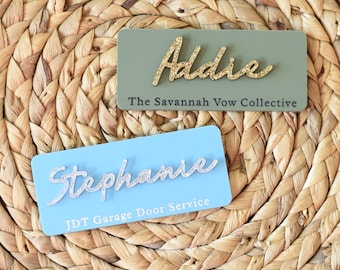 Custom Name Badge - Magnetic Name Badge, Custom Business Name Badge, Custom Acrylic Magnetic Name Tag, Office Name Tag, Business Name Badge