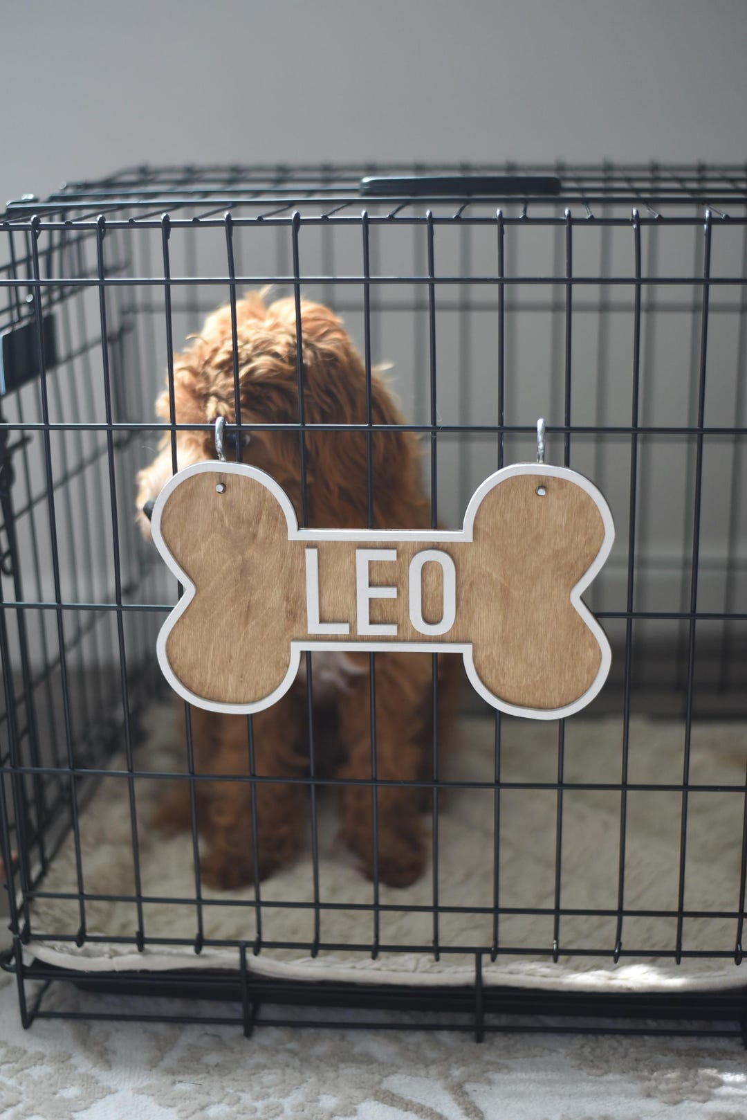 Image showcasing Personalized Dog Bone Name Sign: Dog Crate Decor, Name Crate Sign, Pet ...