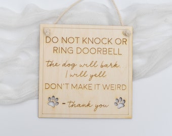 Dog Will Bark Sign - Funny Front Door Sign, Do Not Knock Door Sign, Dog Front Door Sign, The Dogs Will Bark Sign