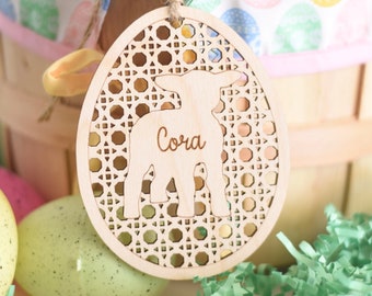 Easter Basket Name Tags -  Rattan Easter Basket Name Tag, Easter Basket Tag, Lamb Bag Tag, Name Tag, Easter Basket, Custom Easter Basket