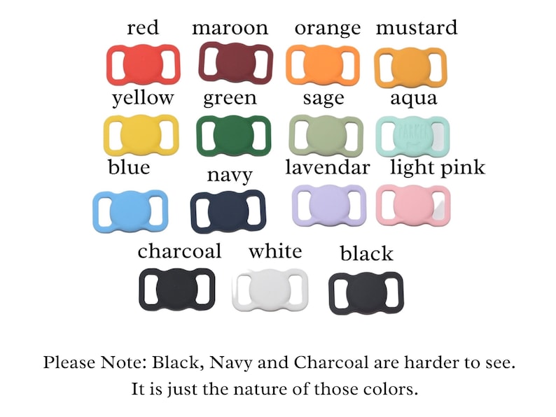 May include: A set of 14 colorful plastic shoe clips in various colors, including red, maroon, orange, mustard, yellow, green, sage, aqua, blue, navy, lavender, light pink, charcoal, white, and black. The clips are designed to be used on shoelaces.