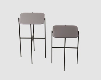 Two Square Accent Tables - (Light Grey), Glass Side Tables