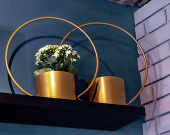 Modern Pots - Set of 2, Gold Planters