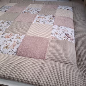 Baby Krabbeldecke Wald Pachworkdecke Babydecke rosa beige