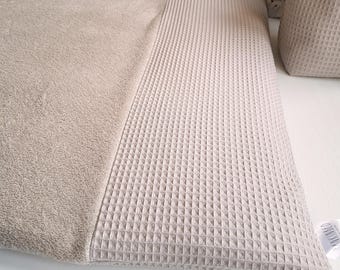 Wickelauflagenbezug taupe Bezug für Wickelauflage mint creme beige Wickelunterlage  Waffelpique Frottee