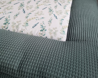 Thick play mat, waffle pique, 100x100, 120x120, 140x140 cm, eucalyptus