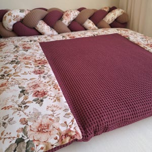 Wickelauflage mit abnehmbarem Bezug – personalisierbar | Blumen mauve altrosa | 5 cm Volumenvlies | viele Stoffe zur Auswahl