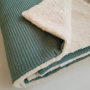 Baby blanket teddy fur waffle pique cuddly blanket stroller blanket