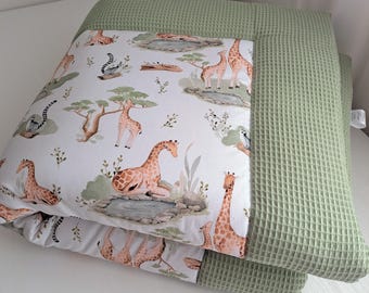 Große Krabbeldecke Safari Tiere Spieldecke Waffelpique 100x100  120x120  140x140