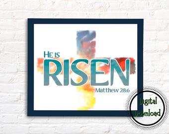 Er ist auferstanden Druck, Ostern Druck, Matthäus 28: 6, Osterdekor, Er ist auferstanden Zitat, christliches Zitat, christliche Kunst, Osterwandkunst, Jesus lebt