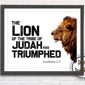 The Lion of the Tribe of Judah Has Triumphed, Revelation 5 Digital Download, Bible Verse Art, Christian Artwork, Jesus Lion Digital Print