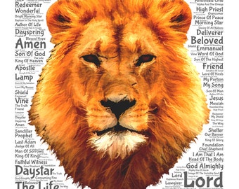 Lion of Judah Names of Jesus Scripture Art Bible Art - Etsy Lion of Judah Names of Jesus Scripture Art Bible Art - Etsy