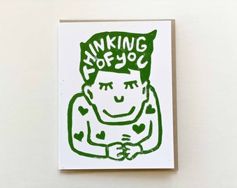 Thinking of You - Greeting Card — handprinted linocut Card