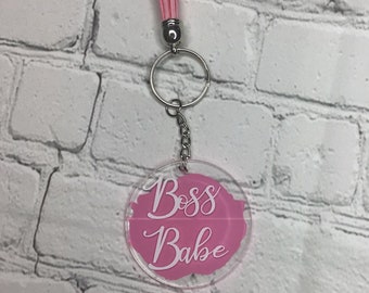 1 Personalized Acrylic Keychain | Customized  | Gift For Her | Custom Gift | Bridesmaid Keychain Gift | Acrylic Keychain with Tassel