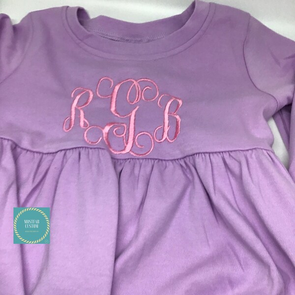 Girls Monogram Dress Etsy