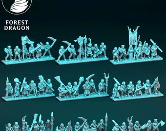 Chivalric Army Peasant Mobs (10mm - 15mm Warmaster Revolution) by Forest Dragon
